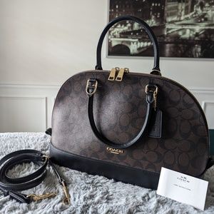 Coach Sierra Satchel Signature Coated Canvas Handbag/Crossbody - Brown/Black
